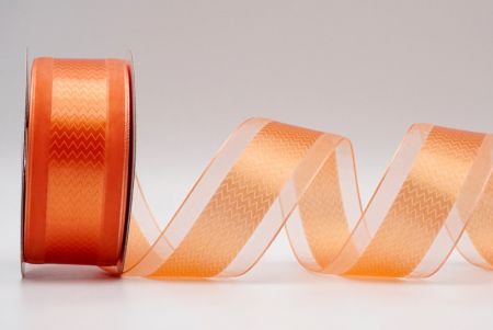 Pink Orange gekräuseltes Satinband mit transparentem Mittelstreifen_K1746-219